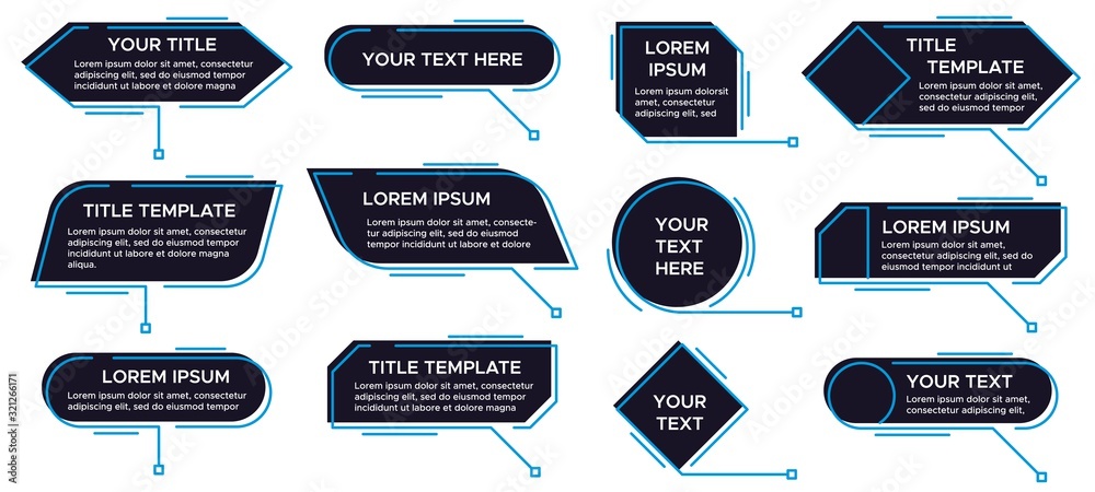 Fototapete callouts titles banner. futuristic callouts template, digital line text frame boxes and callout labe