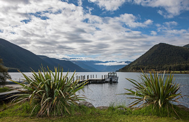 Lake Rotoroa. New Zealand Evening light. Jetty