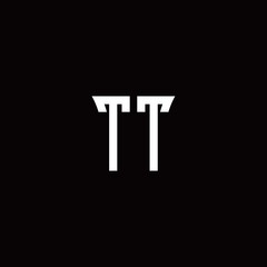 TT monogram logo with curved side style design template	