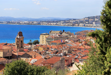 Fototapeta na wymiar Panorama of Nice, Cote d'Azur, French riviera, France