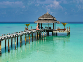 Footbridge into the sea - Kuramathi Maldives
