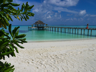 Footbridge into the sea - Kuramathi Maldives