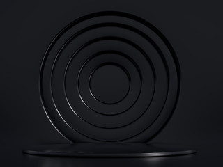 Fototapeta premium Elegant metal background with pedestal, podium and studio. 3d illustration, 3d rendering.