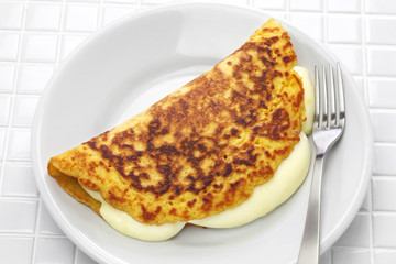 cachapa, venezuelan corn pancake with handmade cheese
