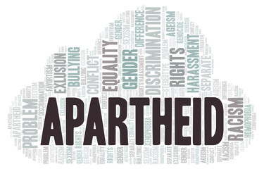 Apartheid - type of discrimination - word cloud.