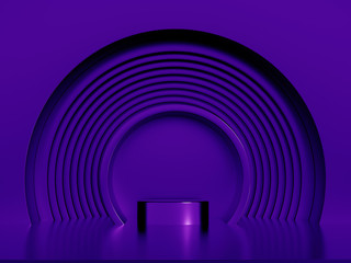 Obraz premium Elegant metal background with pedestal, podium and studio. 3d illustration, 3d rendering.