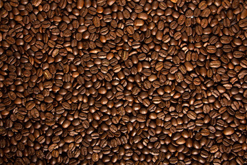 Texture of coffee seeds, selective focus, close-up