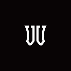 VV monogram logo with curved side style design template	