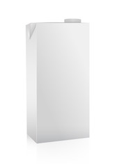 White paper pack for milk, juice, and other, on white background