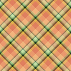 Seamless pattern in green and orange colors for plaid, fabric, textile, clothes, tablecloth and other things. Vector image. 2