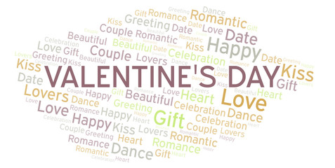 Valentine's Day word cloud.