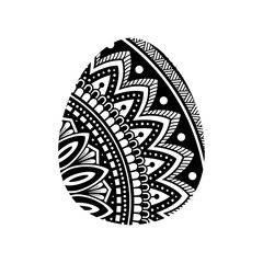 Egg shape with mandala ornament. Clip art vector illustration for Easter holiday. Isolated on white background.