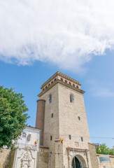 Fototapeta na wymiar Golia Monastery Tower in Iasi, Romania. A landmark church in Iasi on a sunny summer day with blue sky. Iasi historic monument