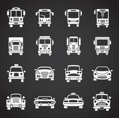 Car related icons set on background for graphic and web design. Creative illustration concept symbol for web or mobile app