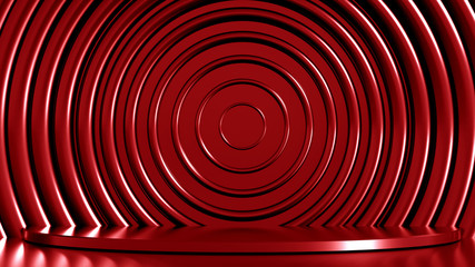 Elegant metal background with pedestal, podium and studio. 3d illustration, 3d rendering.