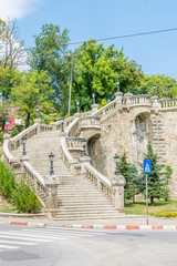 The Yellow Precipice in  Iasi, Romania. The Yellow Precipice in Iasi on a sunny summer day with blue sky. Iasi historic monument