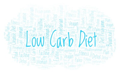 Obraz premium Word cloud with text Low Carb Diet on a white background.