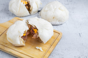 Chinese food Steamed Buns with Pork Belly
