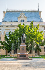 Iasi City Hall located in Roset-Roznovanu Palace in Iasi, Romania. A landmark palace in Iasi on a sunny summer day with blue sky. Iasi historic monument