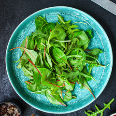 Healthy salad, leaves mix salad (mix micro green, juicy snack). food background, Top imsge 