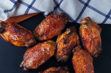 The beautiful brown color barbecue chicken wings