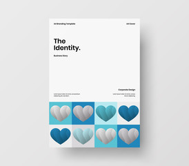 Amazing Valentine's day vector A4 vertical orientation front page mock up. Abstract cover with heart illustration design layout. Holiday greeting card simple creative brochure template background. © kitka