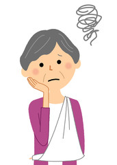 シニア女性　三角巾