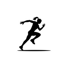 Illustration female running female silhouette logo vector