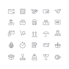  Line icons set. Post service pack. Vector 