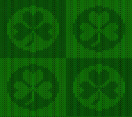 vector knitting seamless background: shamrock pattern