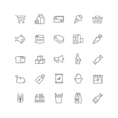  Line icons set. Grocery pack. Vector illustration