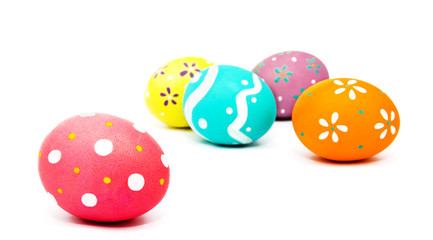 Perfect colorful handmade painted easter eggs isolated