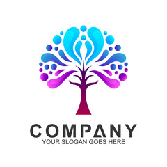 Obraz premium abstract tree logo with colorful bubbles shape