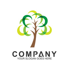 Obraz premium modern tree logo design illustration