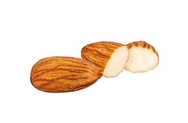 Almond isolated on white background with clipping path