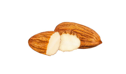 Almond isolated on white background with clipping path