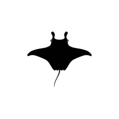 Illustration silouette manta fish sea logo vector design - obrazy, fototapety, plakaty