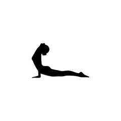 Silhouette sport yoga or pilates pose logo vector design illustration