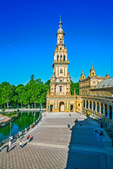 Square of Spain. Neo-Moorish style city ensemble. Seville