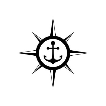 Illustration abstract compass anchor marine ship logo vector design creative