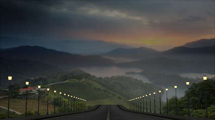3d rendering of the road to beautiful place