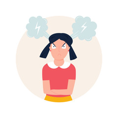 Vector illustration of a shouting angry girl
