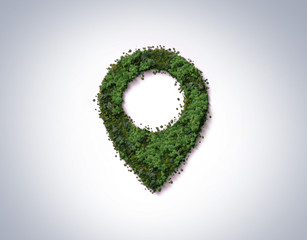 Green location symbol of pin. A green forest shape on location pin concept of green place for...