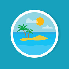 Fototapeta na wymiar tropical island landscape sticker - vector illustration