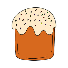 Easter cupcake isolated on white background. Hand drawn line drawing. Doodles.Cupcake with topping .For textiles, postcards, and jewelry. Vector