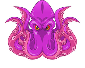 cute octopus mascot on a white background