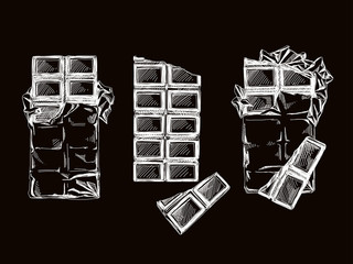 Chocolate bars hand drawn vector illustrations set