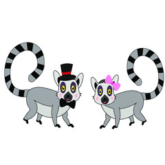 Obraz premium lemur family illustration vector nursery