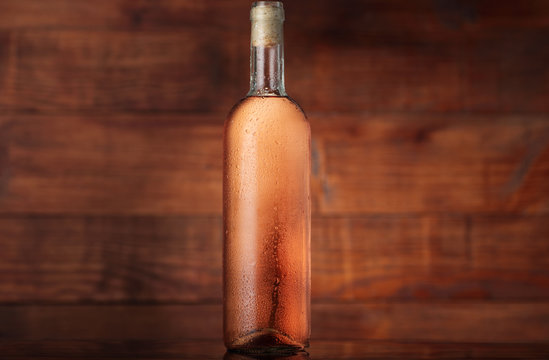 Bottle Of Pink Wine With A Cork