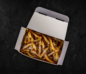 French fries in paper box